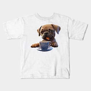 Morning Tea Time Pug Kids T-Shirt